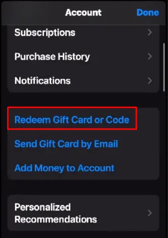 Apple gift kartica aktivacija, drugi korak